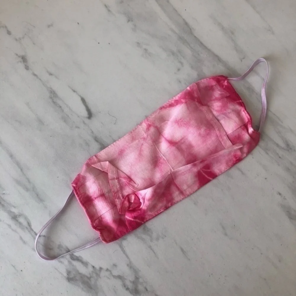Posh Love Tie Dye Face Mask Pink White NWT